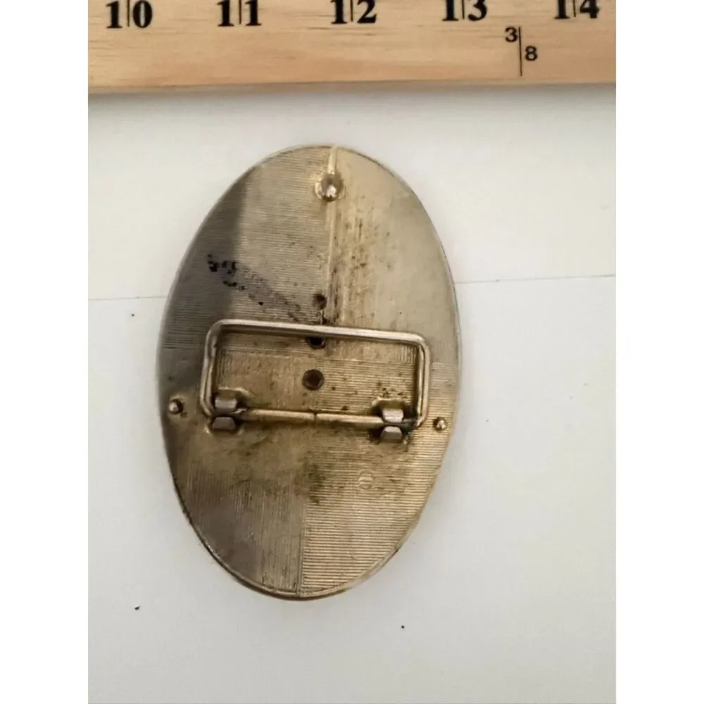 Vintage Western FLoral engraved belt buckle with gold tone accents and place for